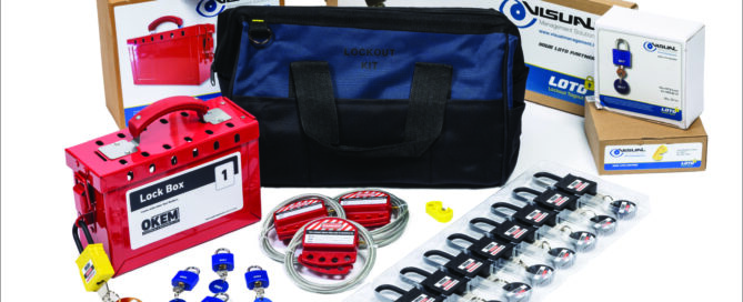 Lockout Tagout kit. Personal lockout kit with electrical and mechanical lockout products
