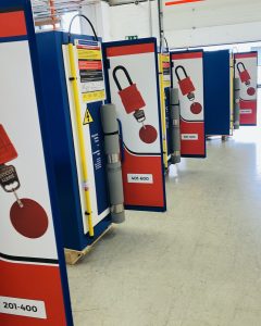 Commissioning Stations in a row with doors open 