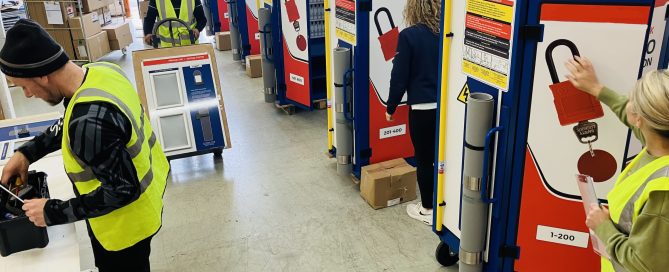 LOTO Commissioning Stations being assembled and quality checked in warehouse